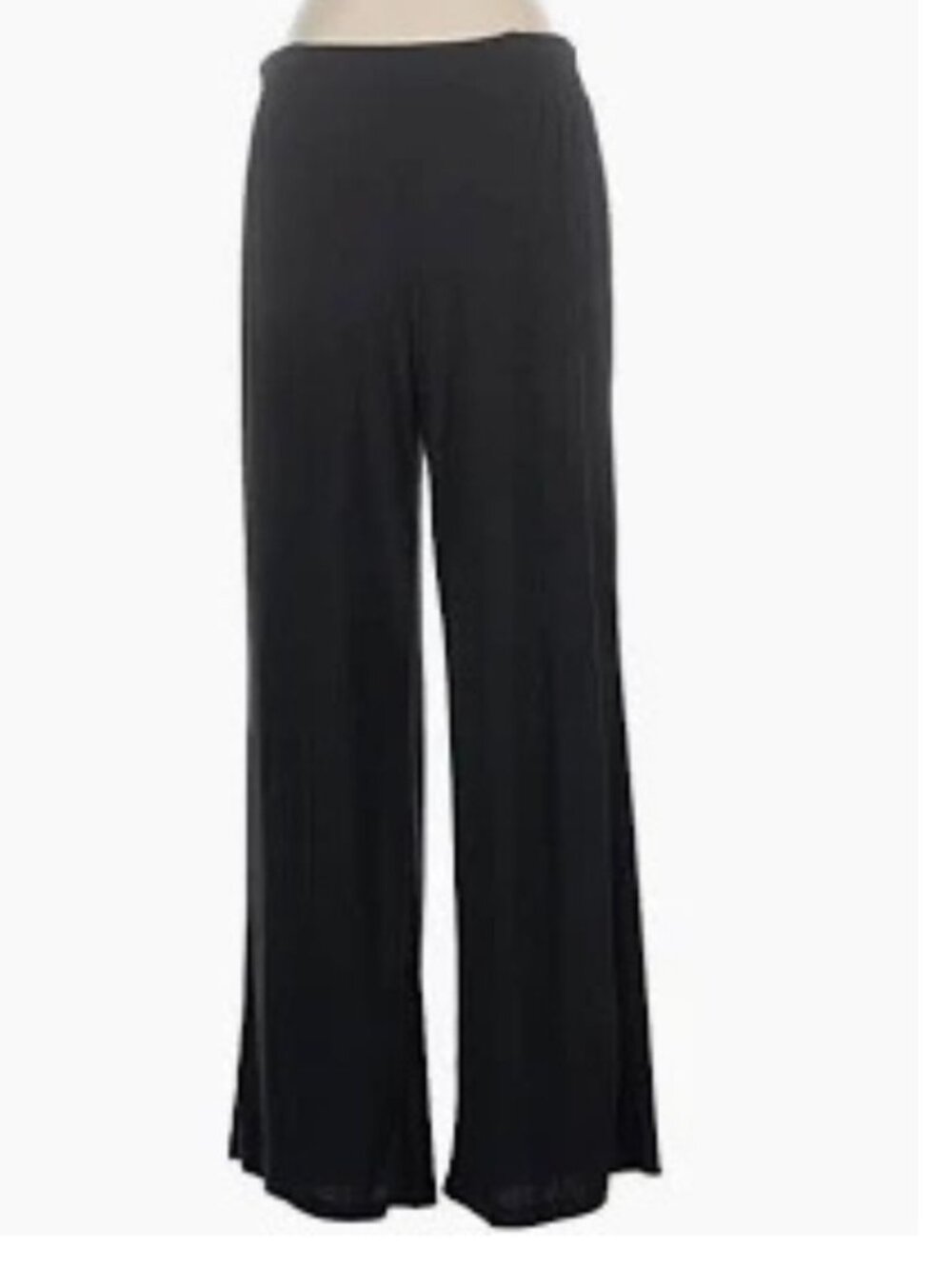 IMAN 100% Polyester Black Wide Leg Satiny Feel Elastic Waist Pants Size XL
